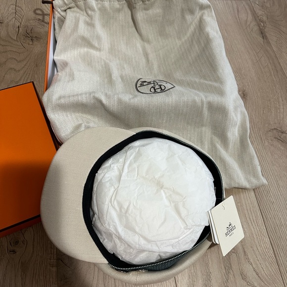 Hermes Cotton Hemp Cavale Pop cap 57 Ecru Marine - Picture 9 of 13